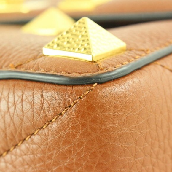 Valentino Caramel Brown Roma Stud 2way Crossbody Hammered GHW 1VAL0509 - Picture 5 of 12